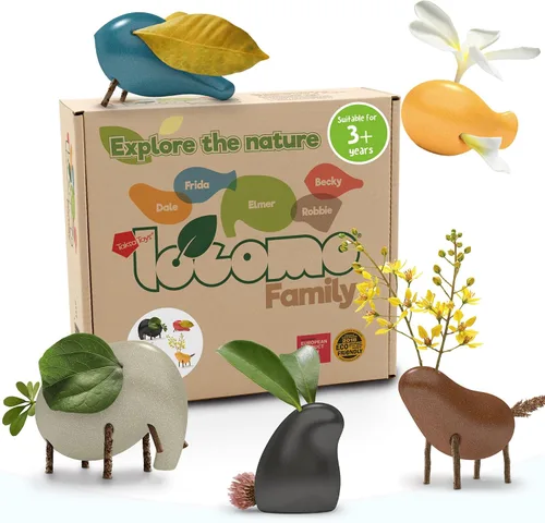 Miniatura 9 de Taksa Toys Locomo Family Black Edition Waldorf Montessori Toys Figuras de animales de madera para niños amantes del aire libre, disparador