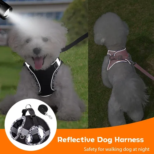 Miniatura 5 de Lindo arnés a cuadros para perros pequeños, de malla suave, arnés y correa para perros pequeños, arnés y correa para perros pequeños, chaleco