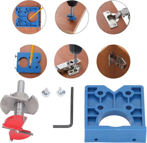 Miniatura 3 de Taladro de plantilla de bisagra, juego de herramientas de perforación ocultas de 1.378 in, muebles de madera para puerta, ventana, carpintería