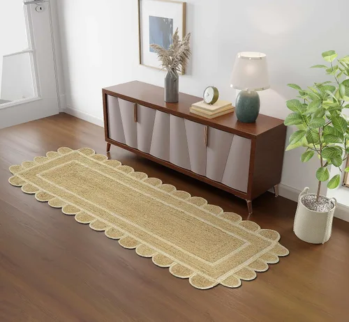 Miniatura 14 de GRUHUM Alfombra rectangular de yute de fibra natural, tejida a mano, estilo bohemio, reversible, respetuosa con el medio ambiente, trenzada, suave