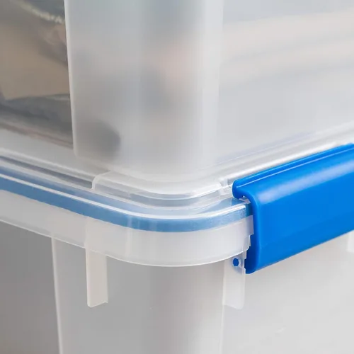 Miniatura 7 de IRIS USA - Contenedor organizador de plástico hermético de 60 cuartos de galón con tapa duradera y sello y hebillas de cierre seguro