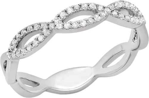 Dazzlingrock Collection Anillo de aniversario de alianza de boda con diamantes redondos de 0.20 quilates (ctw), plata de ley