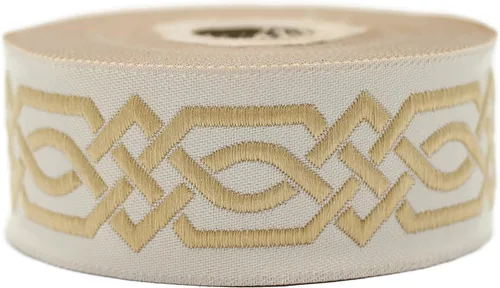 Miniatura 23 de Carrete de 10.9 yardas 0.79 pulgadas de ancho azul celta Claddagh bordado Jacquard Ribbon 20272