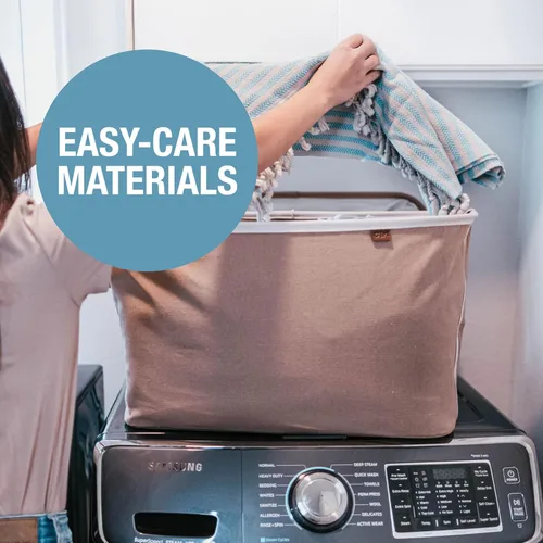 Miniatura 6 de CleverMade LUXE Mocha - Cesta plegable para la ropa sucia, paquete de 2 unidades, 60 litros, organizador de almacenamiento que ahorra espacio