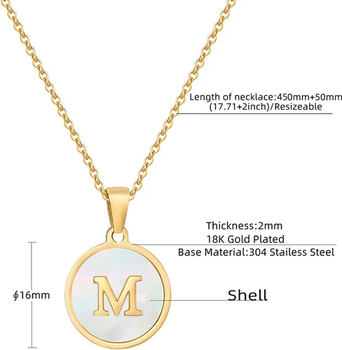 Miniatura 2 de Initial Necklaces for Women,18K Gold Silver Rose Gold Shell Letter Necklaces for Girls,Coin Pendants Stainless Steel Layered Initial necklace Jewelry