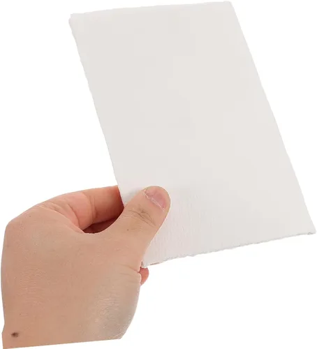 Miniatura 4 de STOBOK 20 hojas hechas a mano de papel de acuarela de algodón con borde deckled en blanco para pintar manualidades e invitaciones de boda