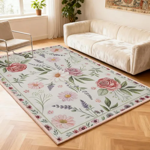 Miniatura 15 de Alfombra de entrada lavable de 2 x 3 pulgadas, alfombra pequeña para entrada, cocina, baño, antideslizante, estampado floral, alfombra de entrada
