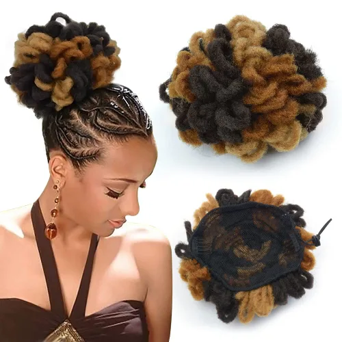 Miniatura 13 de Yinmei Baibian Loc Cola de Caballo con Cordón Moño de Pétalos Moños de Rastas Afro Rojas Cola de Caballo Rizado Hinchado Trenza Colas de Caballo