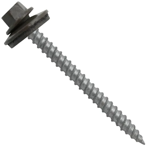 Miniatura 44 de 12 tornillos para techos de metal gris ABC de 2-1/2 pulgadas, cabezal de arandela hexagonal, arranque automático/roscado, arandela EPDM. 1 bolsa