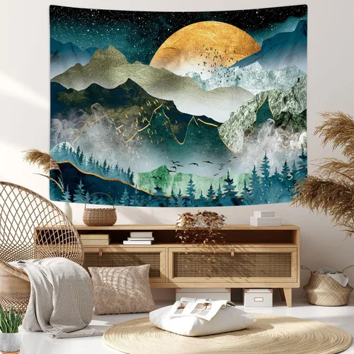 Miniatura 6 de Divertido tapiz psicodélico de luz negra, Hokusai Ukiyoe, The Great Wave Off Kanagawa UV reactivo al atardecer para colgar en la pared, tapices