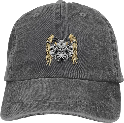 Miniatura 9 de Cowboy Hat Trendy Hats for Man and Women Djustable Four Season Outdoor Baseball Cap of Hell Skull with Angel Deep Heather