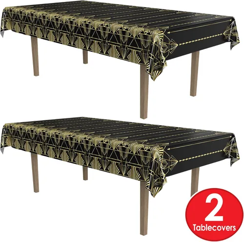Miniatura 5 de Beistle Mantel de 2 piezas de gran 1920, decoración Art Deco y decoraciones de mesa para fiestas, decoración de Hollywood, cubierta de plástico