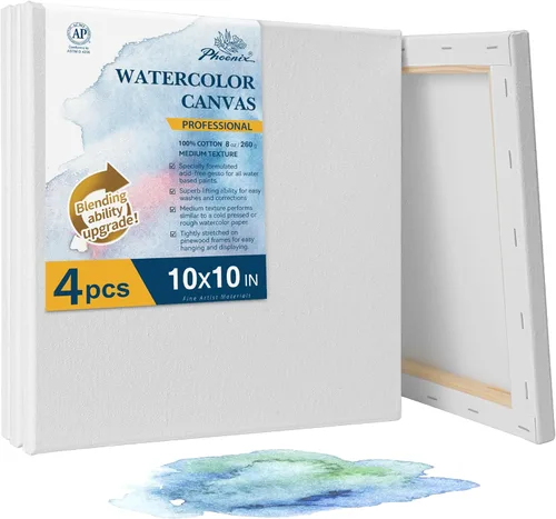 Miniatura 19 de PHOENIX Tableros de lienzo de acuarela para pintar - 5x7 pulgadas/paquete de 6, paneles de lienzo pequeños de acuarela 100% algodón, 8 oz./260g