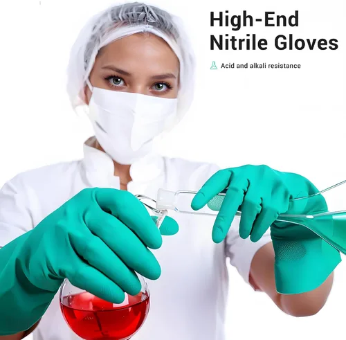 Miniatura 4 de ThxToms guantes de nitrilo para el hogar, resistentes al aceite, ácido, alcalinos y solventes