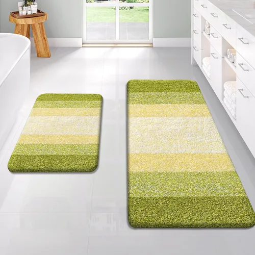 Miniatura 89 de OLANLY Juego de 2 alfombras de baño de microfibra suave y absorbente, antideslizantes, se pueden lavar y secar a máquina, alfombras de baño peludas