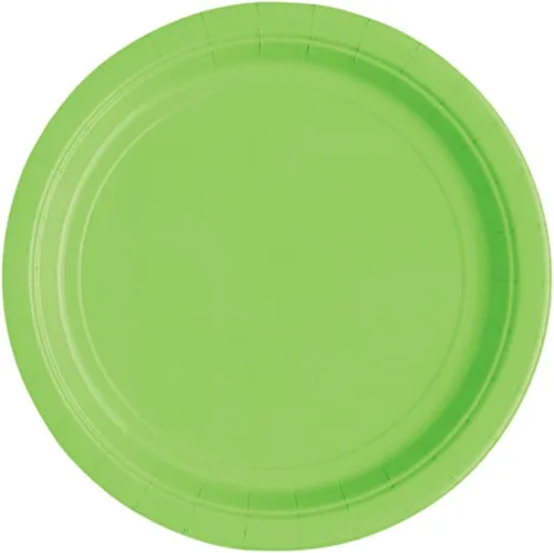 Miniatura 3 de Platos redondos de papel de postre color verde lima, 7 pulgadas (paquete de 20), platos de fiesta vibrantes para golosinas apetitosas, perfectos