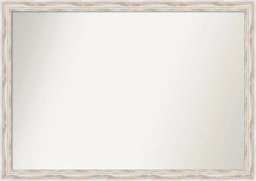 Miniatura 440 de Amanti Art Espejo de baño blanco para sobre el fregadero, 30 x 35 pulgadas, espejo de tocador rectangular estrecho de Eva de oro blanco, marco