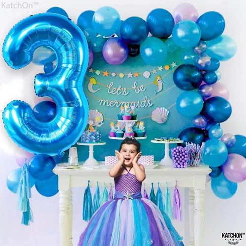 Miniatura 985 de KatchOn, Globo grande azul número 2 de 40 pulgadas Decoraciones de cumpleaños de Baby Shark para niño de 2 años Globo azul número 2 Globo