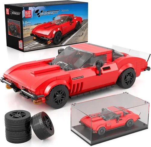 Mould King Super Sports - Juego de construcción de autos deportivos con vitrina, 332 piezas de juguete de construcción para niños y adultos, kit de