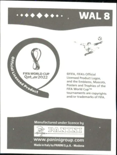 Miniatura 2 de Adhesivo de fútbol de la Copa Mundial Panini 2022 #WAL8 Chris Mepham Wales Group B - Calcomanía oficial del álbum del WC de Qatar en crudo