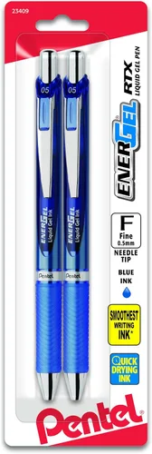 Miniatura 9 de Pentel Pluma de tinta de gel, bolígrafo retráctil EnerGel RTX, 0.5mm, punta fina, punta de aguja, tinta violeta (BLN75BP2V)
