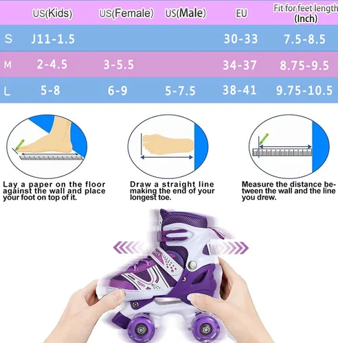 Miniatura 2 de Patines de ruedas para niños, tamaño ajustable, patines dobles con todas las ruedas, iluminan la diversión y la iluminación para niñas y niños