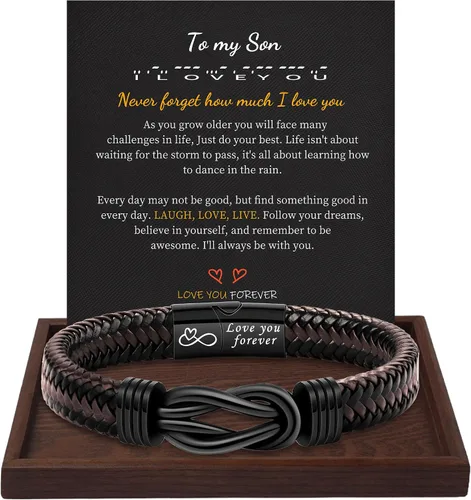 Miniatura 38 de Regalos inspiradores para hombres, pulseras con código morse, pulseras para hombre, regalos de graduación para él, Día del Padre, pulsera de cuero