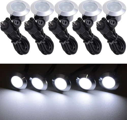 Miniatura 13 de Yescom Paquete de 5 luces LED de aluminio para terraza, iluminación de paisaje de bajo voltaje de 12 V, blanco cálido de 3000 K, IP67, impermeable