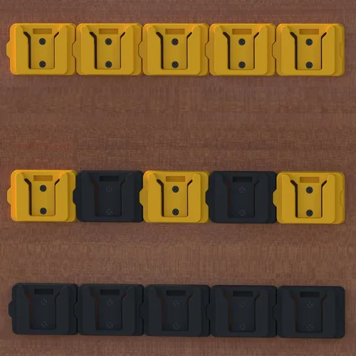 Miniatura 2 de Soportes de batería Gijok para montar en base Dewalt 20V/60V - Compatible con baterías DCB200, DCB203, DCB205, DCB206 (Amarillo, paquete de 5)