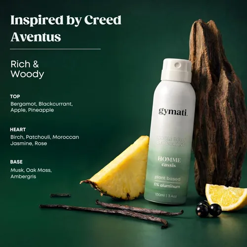 Miniatura 4 de Gymati Desodorante natural en espray corporal, sin aluminio, mezcla a base de plantas con aloe y zinc, protección contra olores de larga duración