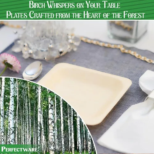 Miniatura 5 de Perfectware Earth Friendly - Platos desechables de madera de abedul de 5 pulgadas, totalmente naturales, de alta calidad, 100% compostables