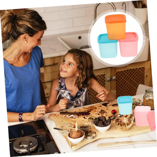 Miniatura 8 de BESTonZON Tarro casero redondo apilable, 9 unidades, para almacenamiento de sorbetes de terrario, postre de alimentos, yogur, congelador, portátil