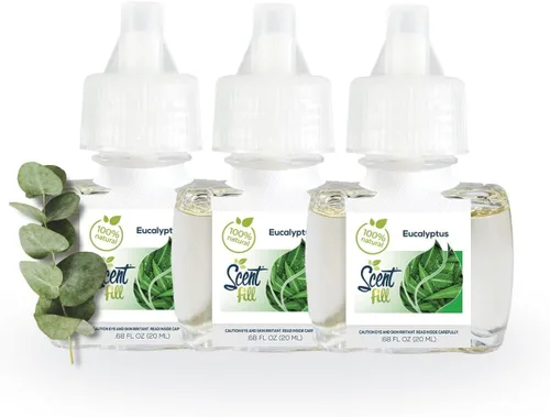 Miniatura 12 de Scent Fill Ambientador 100% natural de cereza y almendra con enchufe, recambios de aceite perfumado, 3 recambios