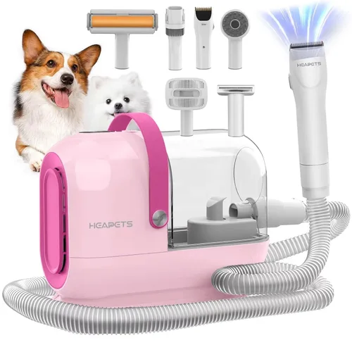 Miniatura 11 de HEAPETS Kit de aseo para mascotas con vacío - Aspiradora de 3L con 7 herramientas, cortapelos eléctrico de bajo ruido y cepillo para la muda