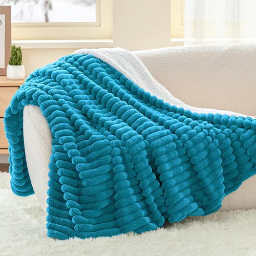 Miniatura 36 de INFIIXSO Manta de forro polar Sherpa tamaño Queen – Forro polar a rayas súper suave y cálido, acogedora manta de cama grande de felpa mullida