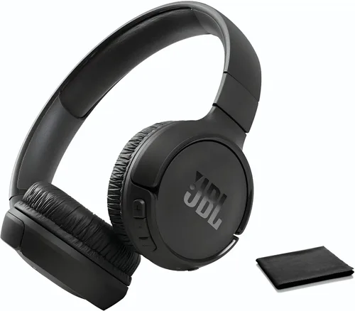 Auriculares de diadema inalámbricos JBL Tune 570BT con Bluetooth y sonido estéreo Pure Bass, incluye paño de limpieza - Negro(JBLT570BTBLKAM-CC)