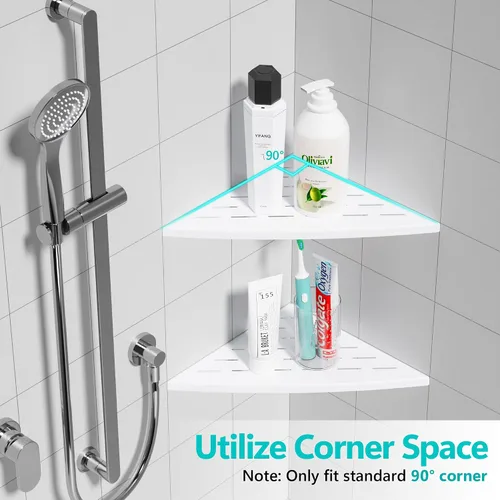 Miniatura 6 de Qeke Estante esquinero de ducha dorado cepillado, acero inoxidable 304 de 11.5 pulgadas, estante esquinero empotrado de baño para pared de azulejos