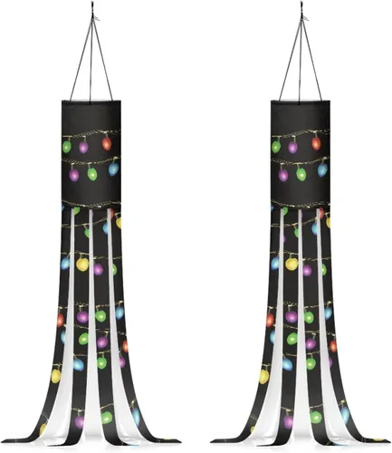 Miniatura 35 de Binienty 4th of July Winsock Patriotic Outdoor Decor Wind Socks Hanging Flag Welcome Home Decoration Party Yard Hanging Windsock, 2 Pcs Set Decor