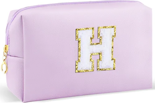 Miniatura 76 de URSKYTOUS Regalos para niñas, bolsa de maquillaje con inicial, bolsa de cosméticos personalizada con cremallera, bonita bolsa de aseo de viaje, Azul