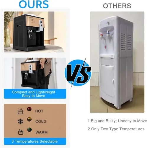 Miniatura 7 de Dispensador de enfriador de agua comercial para botellas de 5 galones, dispensador de agua eléctrico de carga superior caliente y fría para oficina