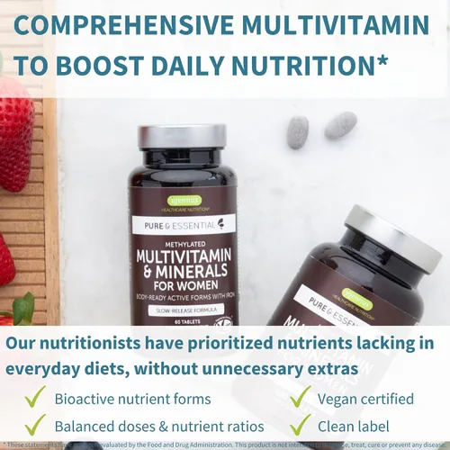 Miniatura 2 de Multivitamínico y minerales para mujeres + paquete vegano de complejo de astaxantina, multivitamínico avanzado de liberación sostenida con hierro +