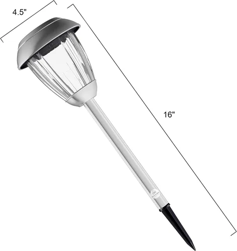 Miniatura 3 de Pure Garden - Juego de luces solares para camino, juego de 8 a 16 pulgadas de alto de acero inoxidable para exteriores, iluminación para jardín
