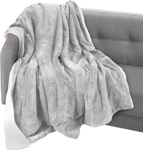 Miniatura 53 de Elegant Comfort Manta reversible de franela sherpa, ultrasuave, mullida, acogedora y afelpada, manta decorativa ligera para todas las estaciones, 50