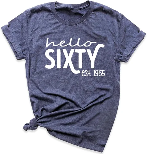 Miniatura 5 de Hola Sixty Camisa, camisa vintage de 1965, camiseta de cumpleaños 60 para mujer, camiseta gráfica de cumpleaños, ropa divertida para fiestas