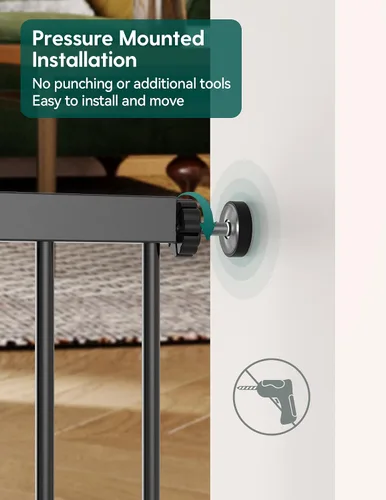 Miniatura 9 de Babelio - Puerta para bebé mejorada con puerta ajustable para gatos, CatPrivilege, puerta duradera para perros de 29-43 pulgadas con cierre Negro