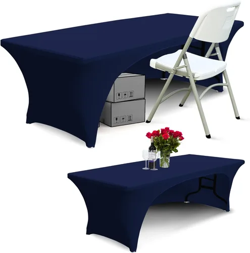 Miniatura 15 de ABCCANOPY - Mantel elástico de 1,2 m para mesa, ajustado, con parte trasera abierta, lavable, salvamanteles para mesas rectangulares, color negro