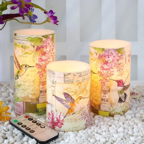 Miniatura 12 de Velas de Cristal Florales Sin Llama Rosa Románticas Operadas con Batería con Control Remoto Parpadeantes LED Plateadas Vela de Pilar de Cera Real