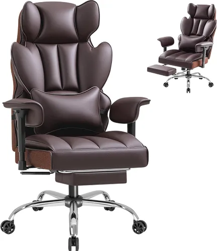 Miniatura 10 de Furmax Silla de oficina grande y alta, silla de juegos de respaldo alto con reposapiés para personas pesadas, silla de oficina ergonómica cómoda