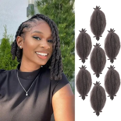 Miniatura 16 de 3 paquetes de cabello trenzado Marley Twist de 8 pulgadas, cabello afro twist elástico preseparado para rastas suaves de imitación, cabello