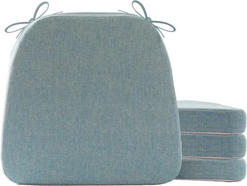Miniatura 18 de Battilo - Cojines para sillas de comedor con lazos, almohadilla para silla de cocina para interiores y exteriores con respaldo antideslizante, cojín